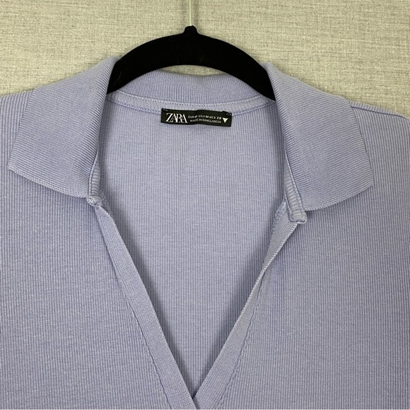 Zara Form Fit Mini Dress with Polo Collar Size Medium Purple - Picture 8 of 10